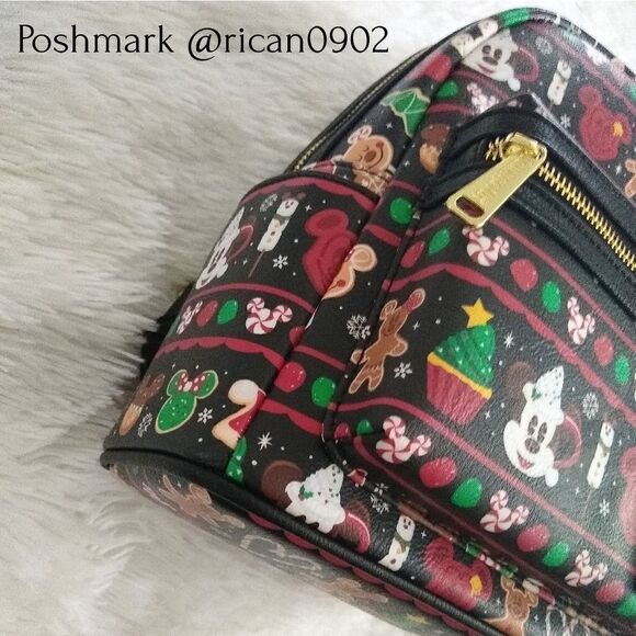 Disney Parks Loungefly Holiday Christmas Snacks Backpack and Disney ears - Picture 2 of 7